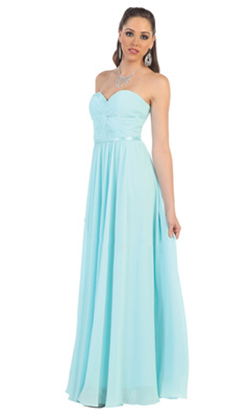 May Queen - MQ1145 Strapless Sweetheart A-Line Dress In Blue and Green