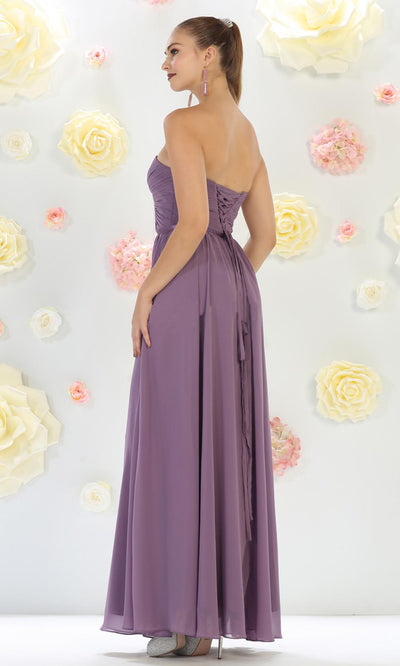 May Queen - MQ1145 Strapless Sweetheart A-Line Dress In Purple