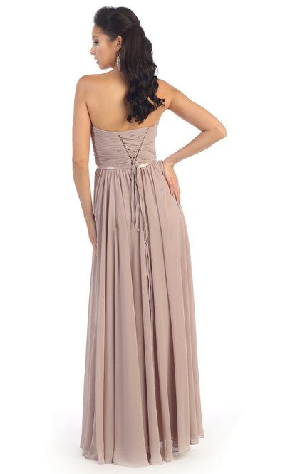 May Queen - MQ1145 Strapless Sweetheart A-Line Dress In Gray and Brown