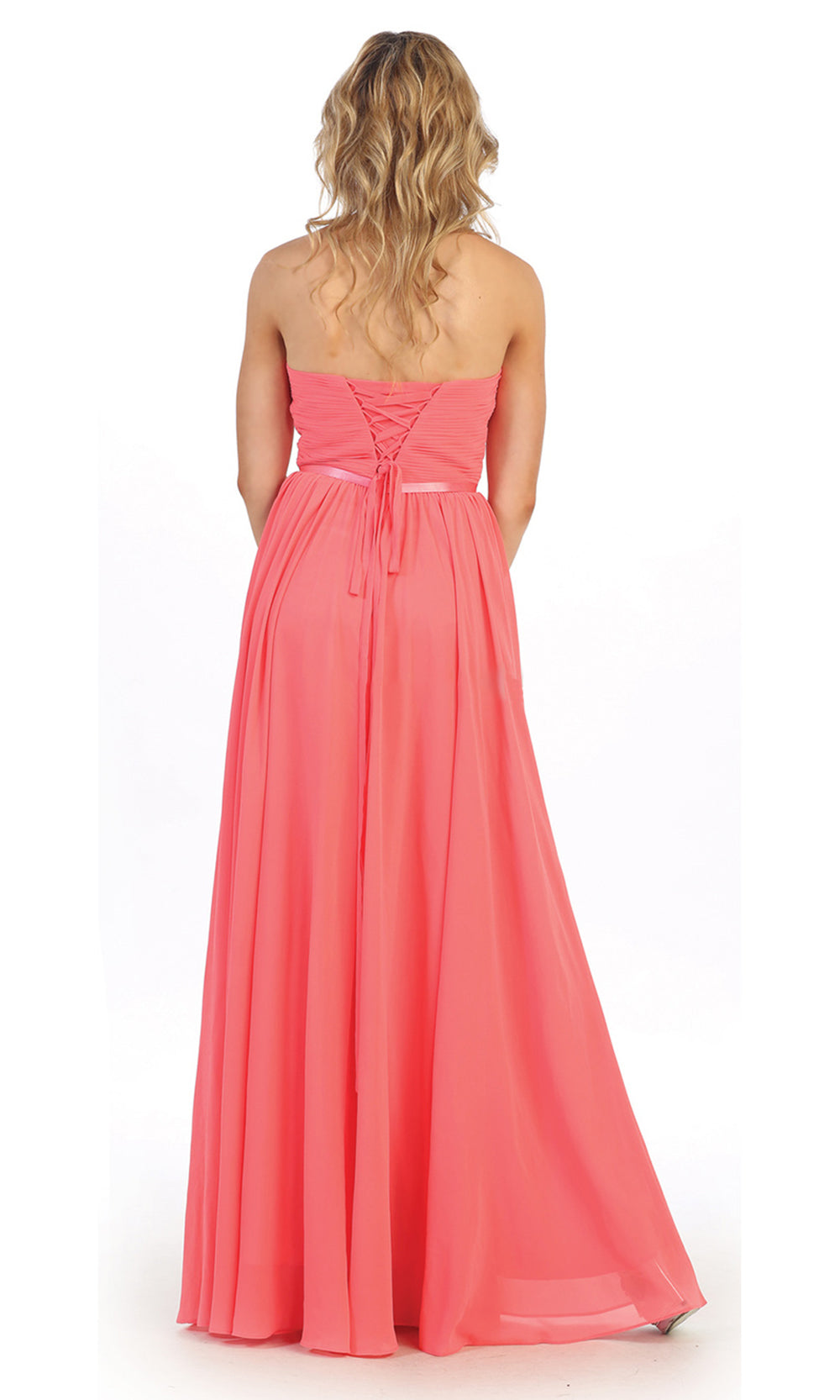 May Queen - MQ1145 Strapless Sweetheart A-Line Dress In Pink