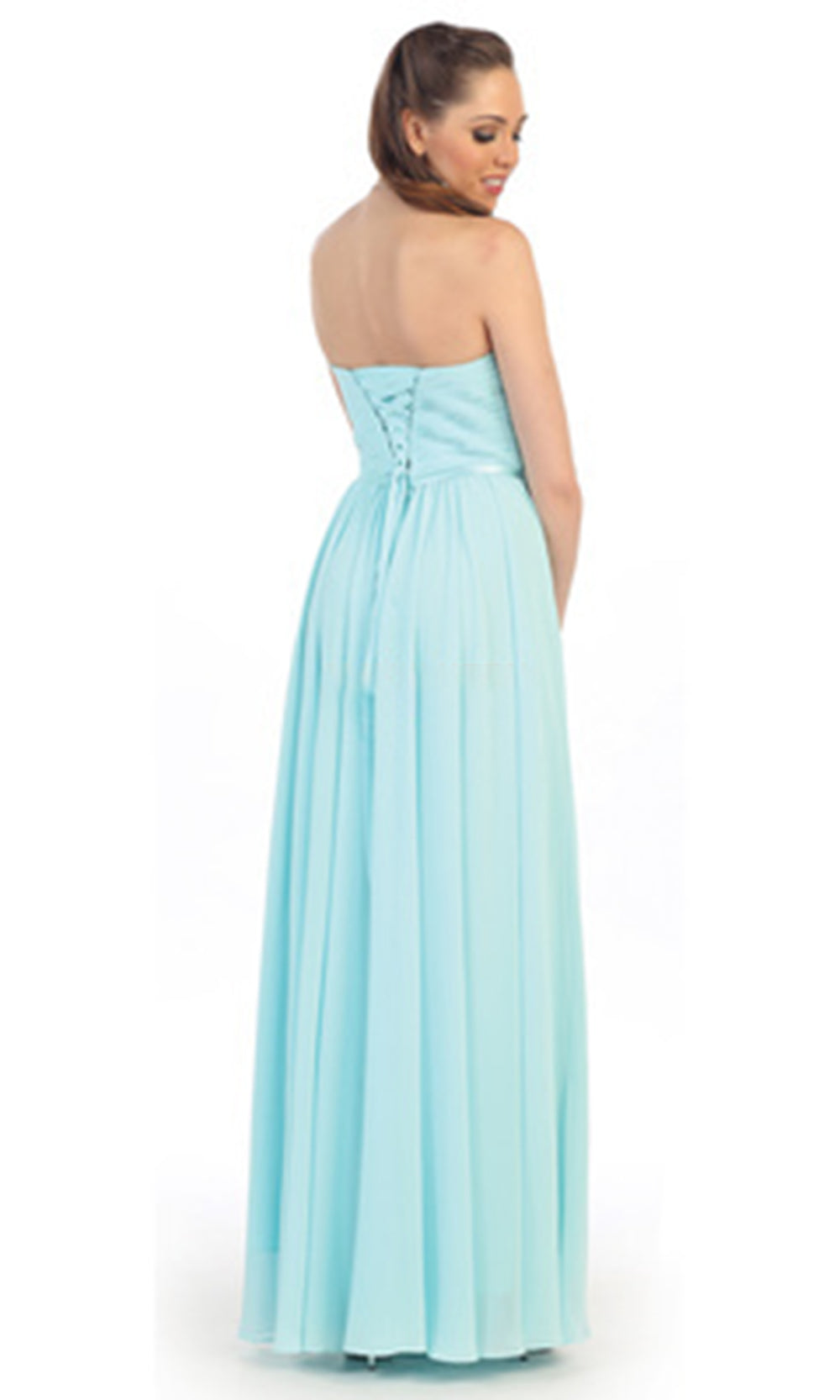 May Queen - MQ1145 Strapless Sweetheart A-Line Dress In Blue and Green