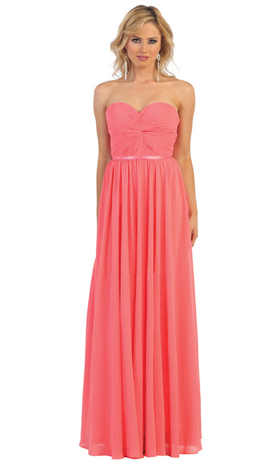 May Queen - MQ1145 Strapless Sweetheart A-Line Dress In Pink
