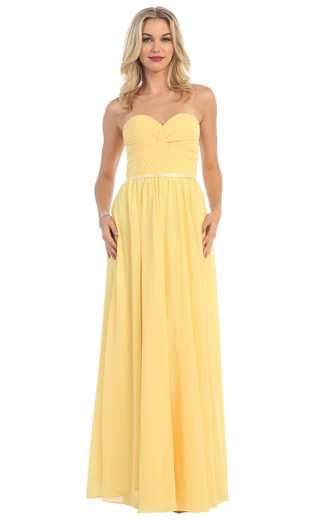 May Queen - MQ1145 Strapless Sweetheart A-Line Dress In Yellow
