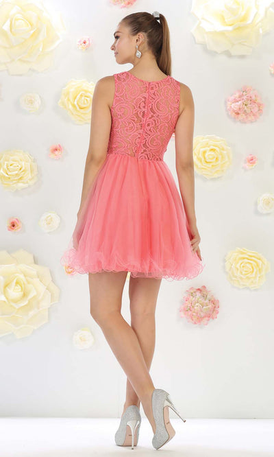 May Queen - MQ1268 Jewel Embroided Cocktail Dress In Pink and Whitegrade 8 grad dresses, graduation dresses