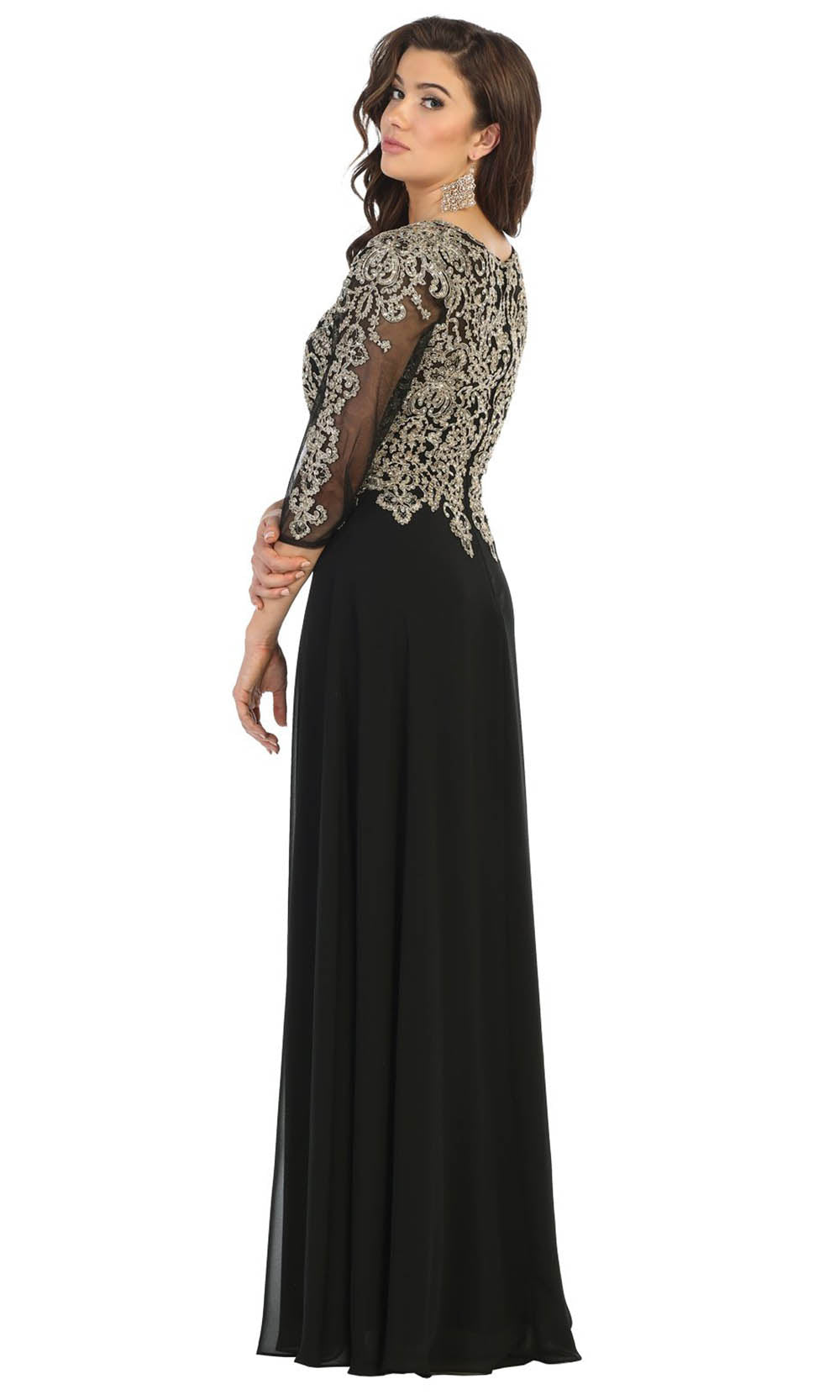 May Queen - MQ1670 Beaded Applique Formal Dress In Black