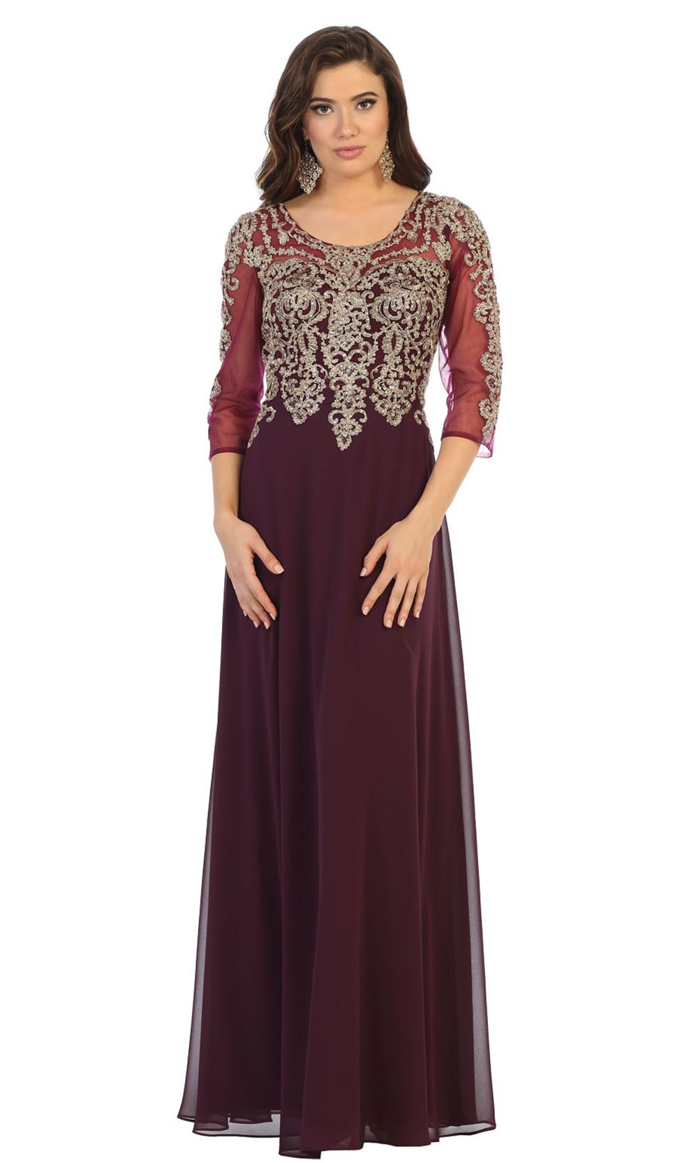 May Queen - MQ1670 Beaded Applique Formal Dress In Purple