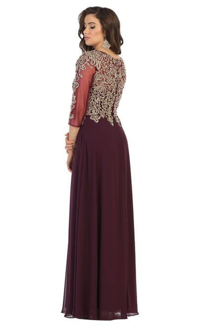 May Queen - MQ1670 Beaded Applique Formal Dress In Purple