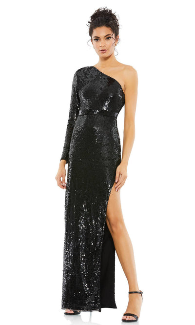Mac Duggal - 10788 One Shoulder Sheath Gown With Slit In Black