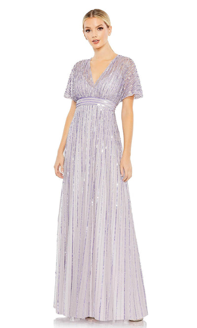 Mac Duggal - 10868 Short Sleeve Sequin Dress In Purple