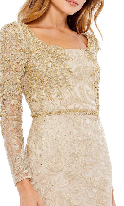 Mac Duggal - 11187 Long Sleeve Embroidered Gown In Gold