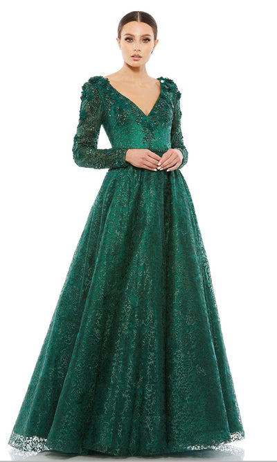 Mac Duggal - 11215 Lace Detailed A-Line Gown In Green