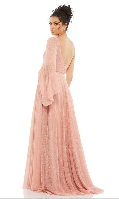 Mac Duggal - 11244 One Shoulder Bell Sleeve Long Gown In Pink