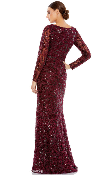 Mac Duggal - 12412D Sequin High Slit Gown In Red