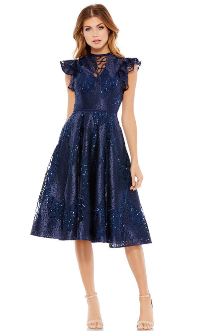 Mac Duggal - 12467D Flutter Sleeve Sequin Dress In Blue