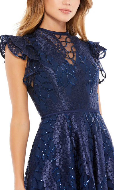 Mac Duggal - 12467D Flutter Sleeve Sequin Dress In Blue