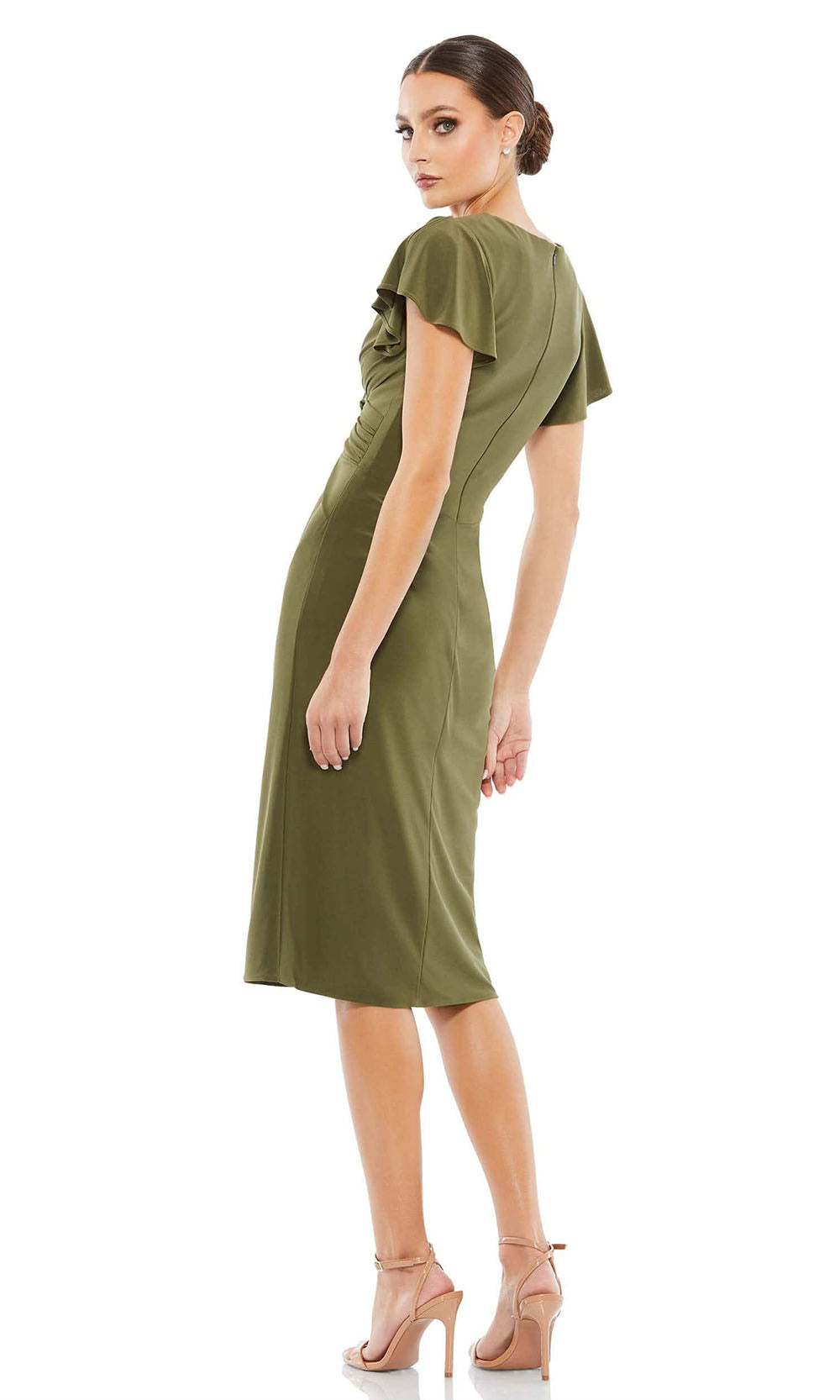 Mac Duggal - 12486 Flutter Sleeve Wrap Dress In Green