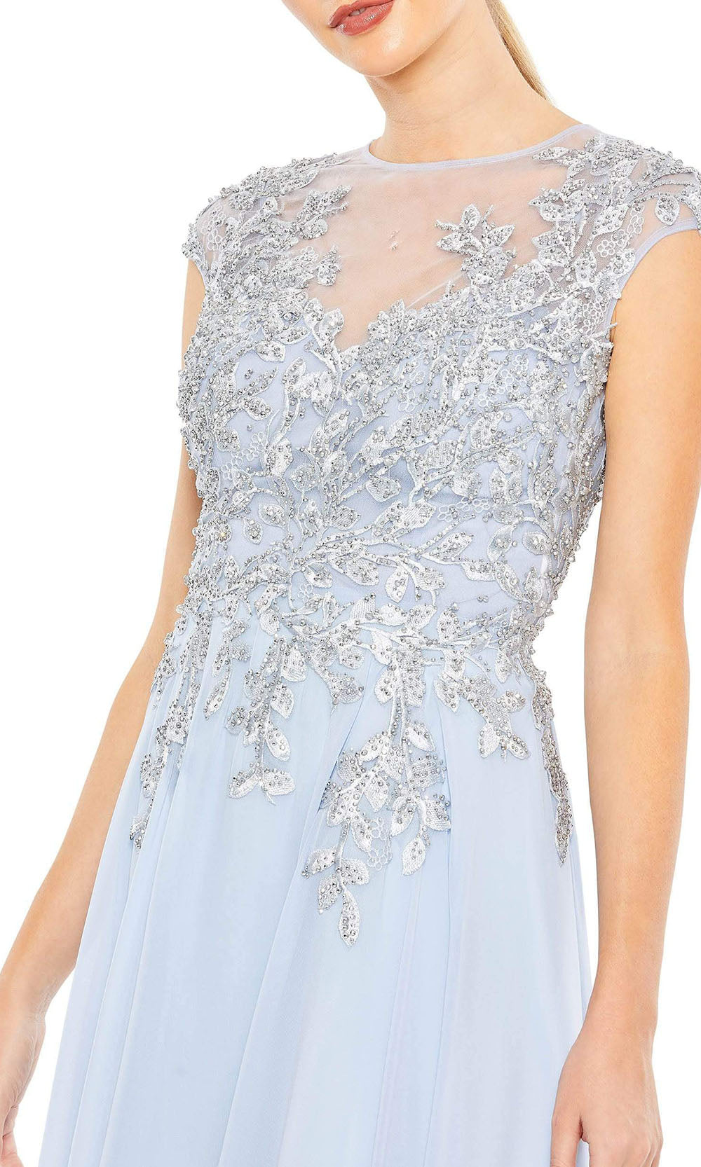 Mac Duggal - 20384 Cap Sleeve Embroidered A-Line Gown In Blue
