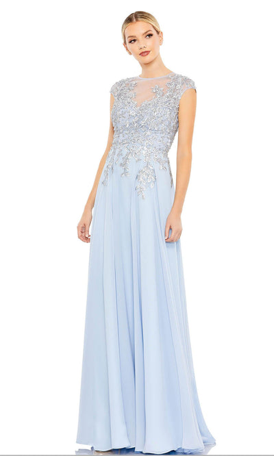 Mac Duggal - 20384 Cap Sleeve Embroidered A-Line Gown In Blue