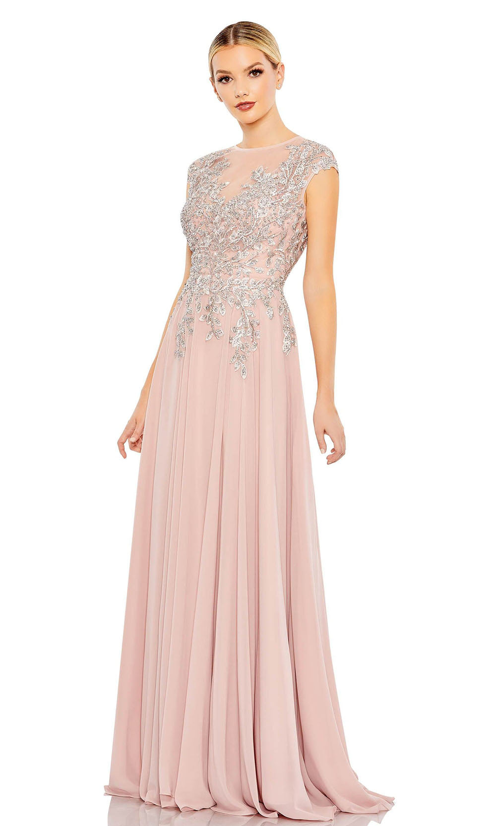 Mac Duggal - 20384 Cap Sleeve Embroidered A-Line Gown In Pink