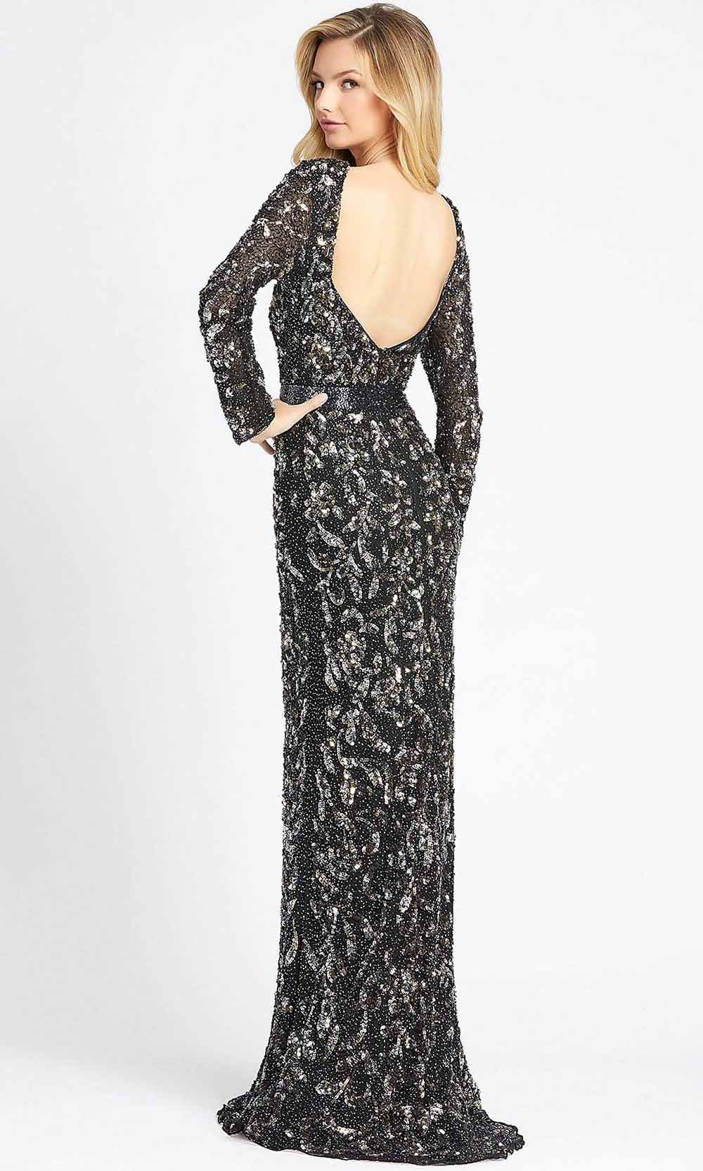 Mac Duggal - 4316D Long Sleeve Fully Embellished Column Gown In Black