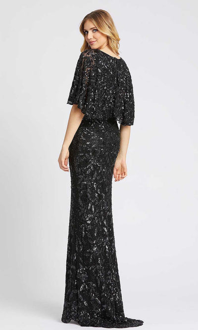 Mac Duggal - 4574D V-Neck Cape Sleeve Embellished Gown In Black