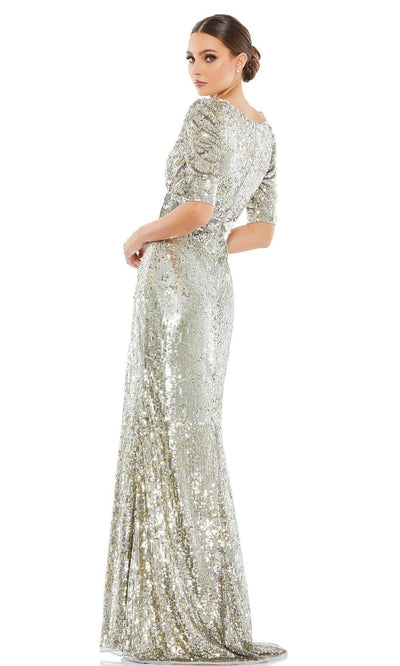 Mac Duggal - 4707 Limelight Sequined Column Gown In Silver