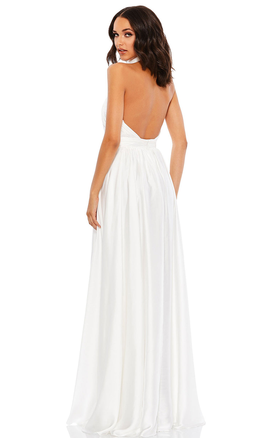 Mac Duggal - 49333M Sleeveless High Halter Long A-Line Gown In White