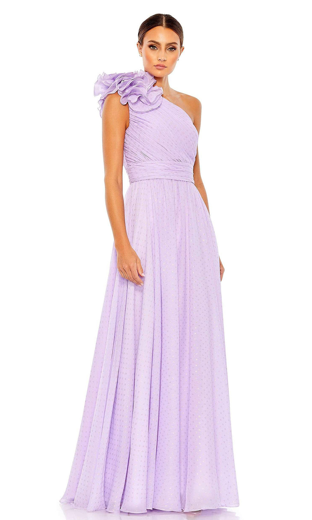 Mac Duggal - 49536 Ruffled One Shoulder Gown In Purple