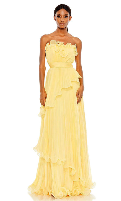 Mac Duggal - 49537 Strapless Ruffled Tier Gown In Yellow
