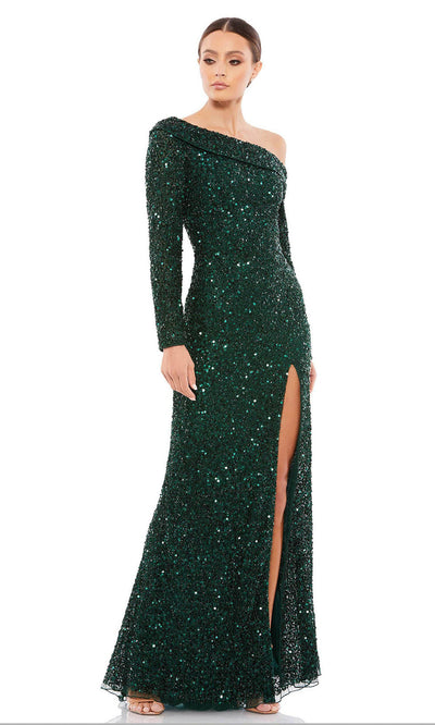 Mac Duggal - 5449 Sequined One Shoulder Gown In Green