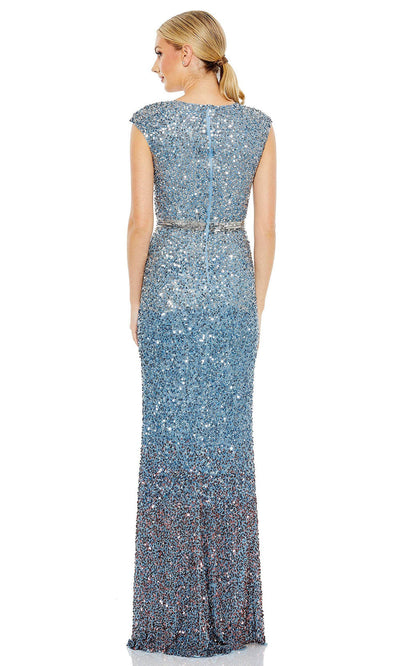 Mac Duggal - 5489 Ombre Sequined Sheath Gown In Blue