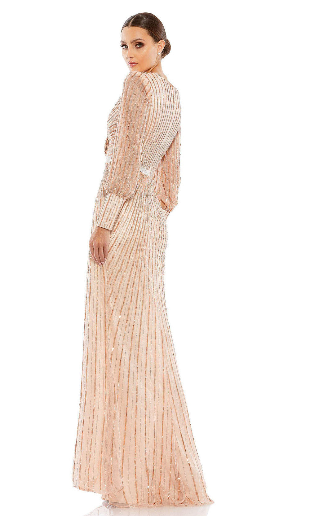 Mac Duggal - 5501 Bishop Sleeve Sequin Gown In Neutral