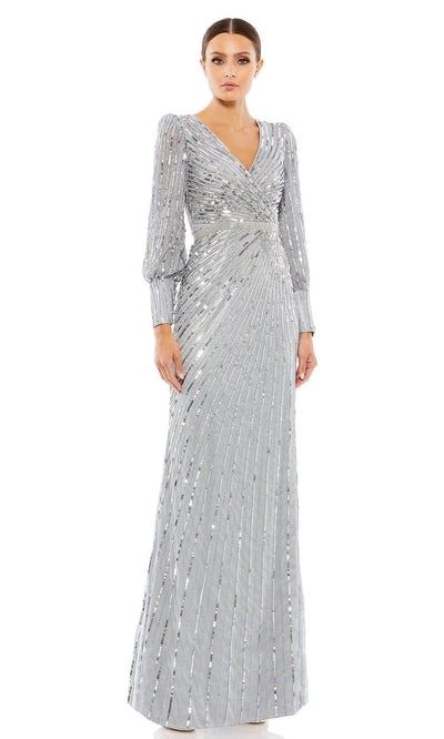 Mac Duggal - 5501 Bishop Sleeve Sequin Gown In Silver
