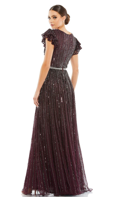 Mac Duggal - 5502 Sequined V-Neck A-Line Dress In Purple