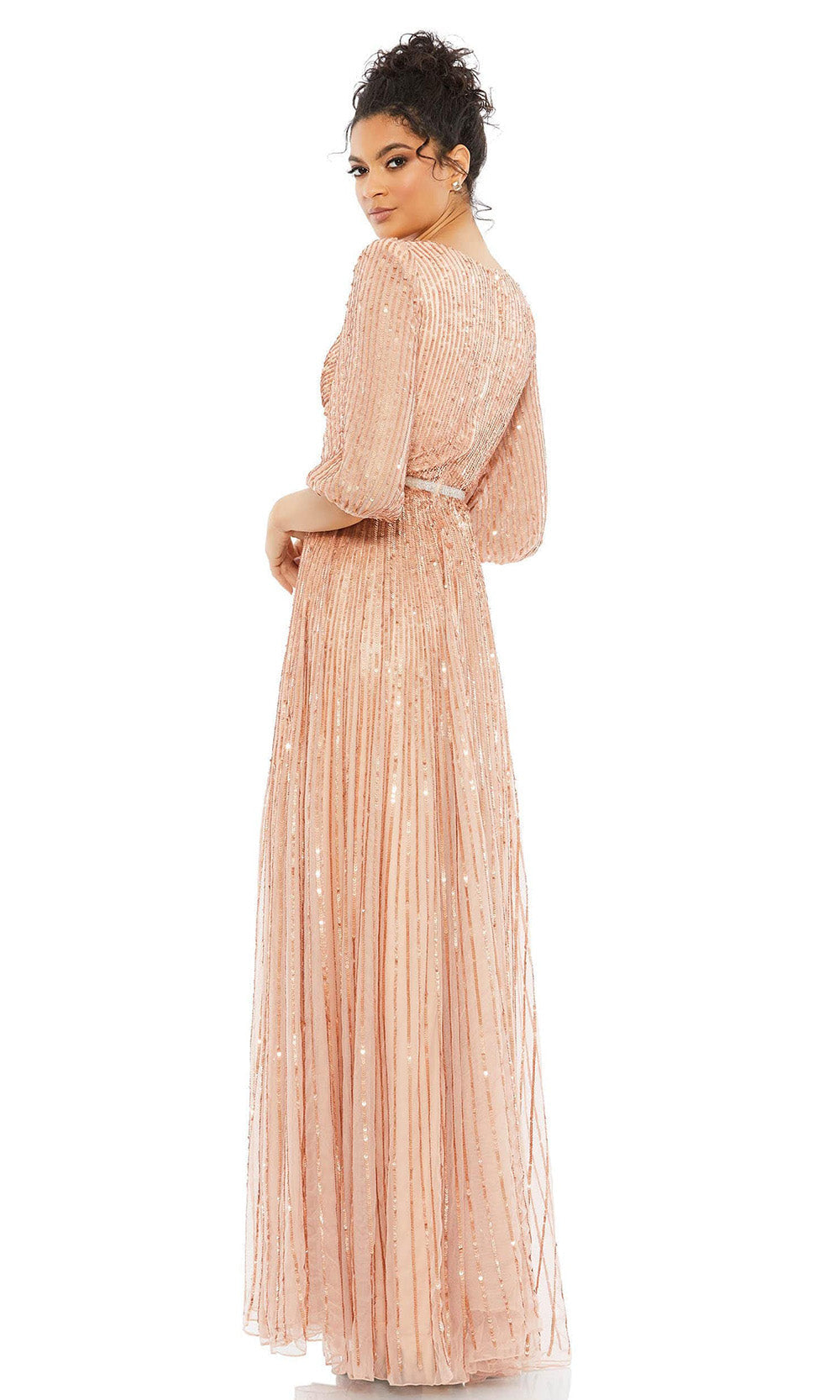 Mac Duggal - 5509 Bishop Sleeve Sequin Gown In Pink