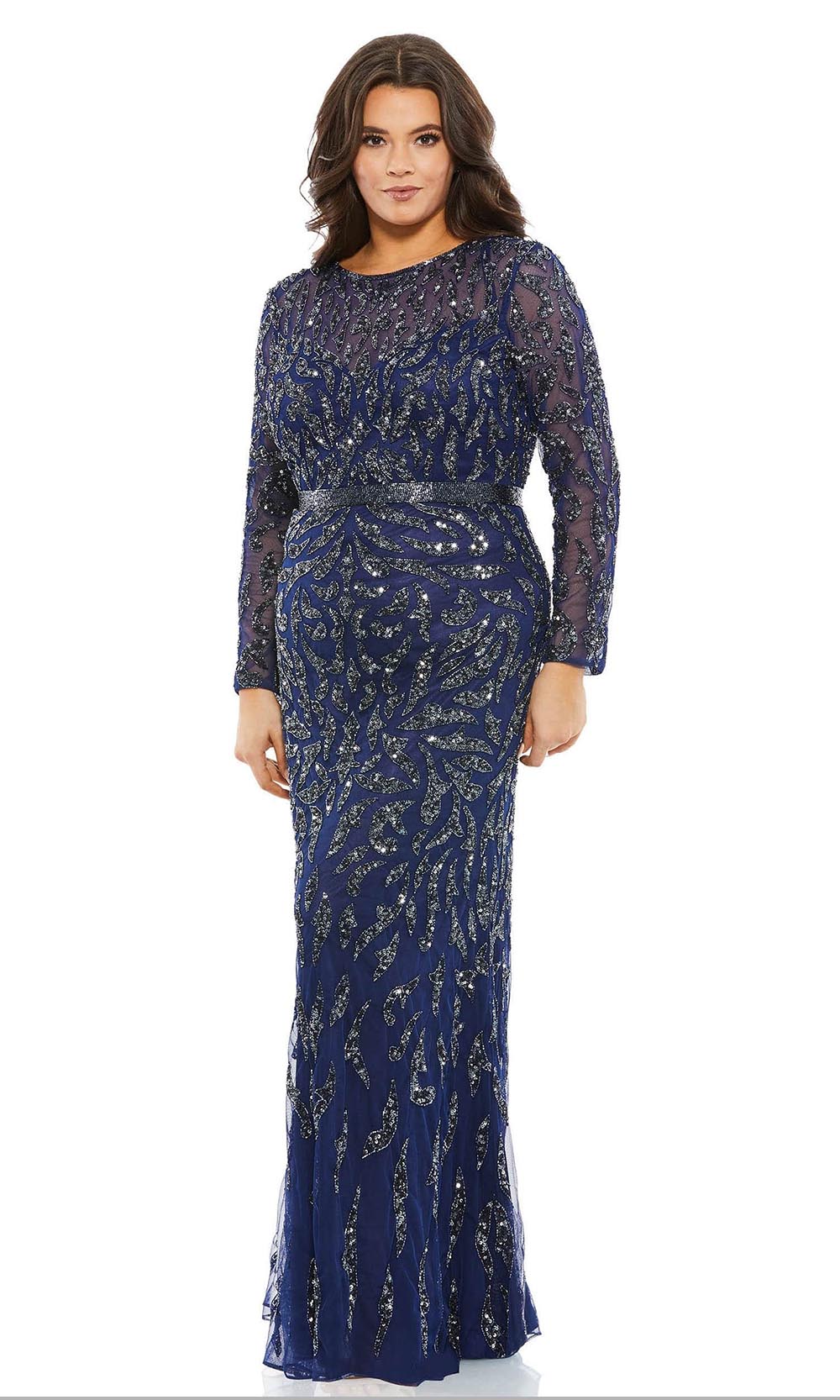Mac Duggal - 5519 Embellished Evening Modest Gown In Black and Blue