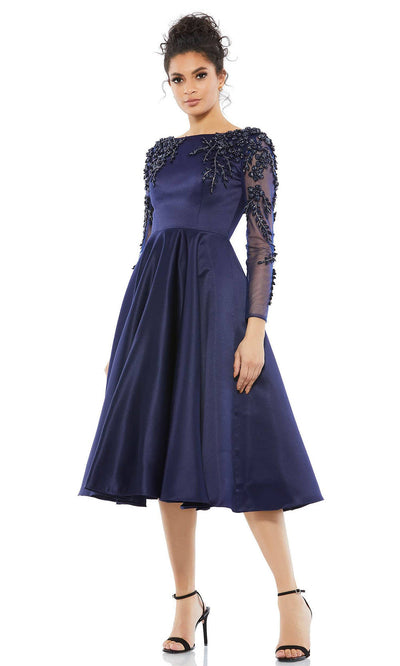 Mac Duggal - 55722 Lace Applique A-Line Dress In Bluegrade 8 grad dresses, graduation dresses