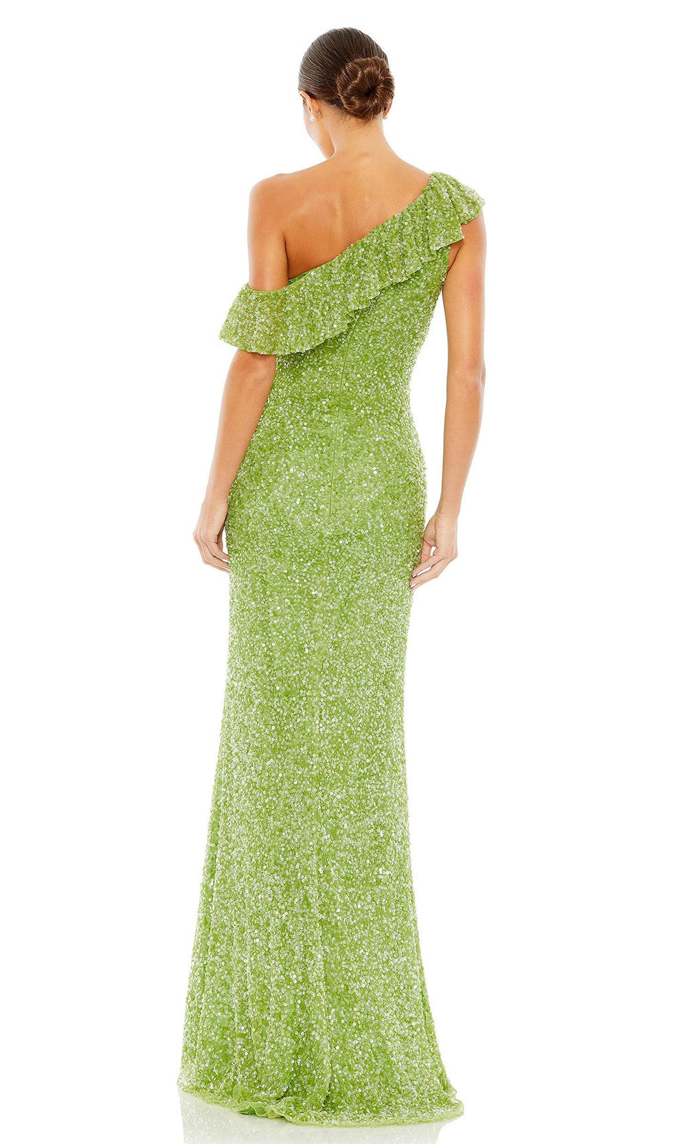 Mac Duggal - 5611 Ruffled One Shoulder Gown In Green