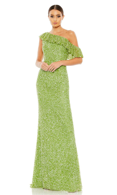 Mac Duggal - 5611 Ruffled One Shoulder Gown In Green