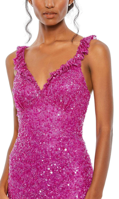 Mac Duggal - 5674 Ruffle Strap Sequin Gown In Pink