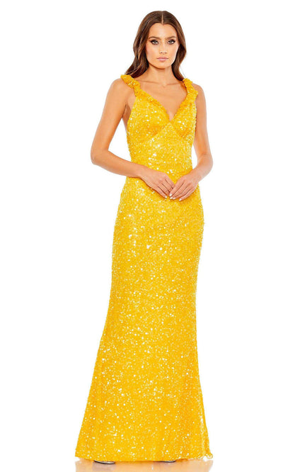 Mac Duggal - 5674 Ruffle Strap Sequin Gown In Yellow