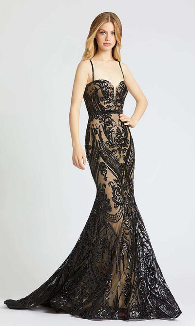 Mac Duggal - 67353M Sequined Sweetheart Bodice Trumpet Gown In Black
