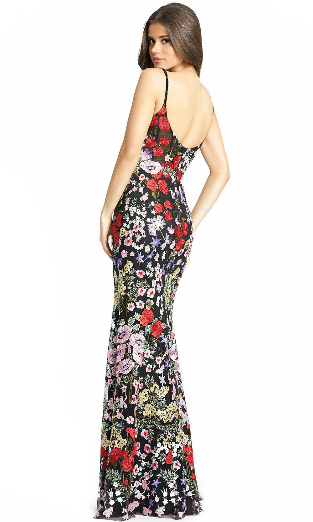 Mac Duggal - 67473M V Neck Floral Multi Color Dress In Multi