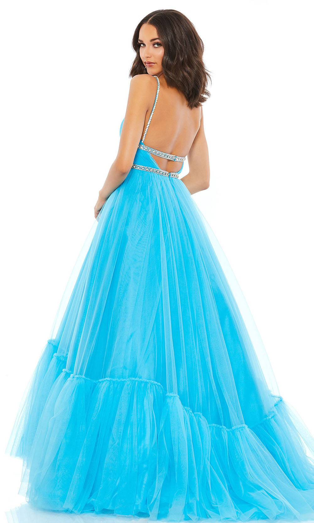 Mac Duggal - 67557M Plunging V Neck Ballgown With Embellishments In Blue