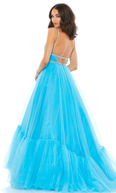 Mac Duggal - 67557M Plunging V Neck Ballgown With Embellishments In Blue