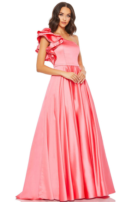 Mac Duggal - 67582M One Shoulder Ballgown With Ruffle Accent In Pink