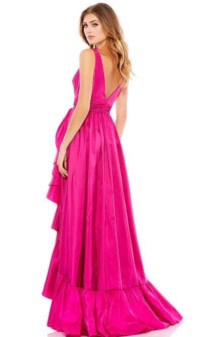 Mac Duggal - 67835M Taffeta V Neck High Low Gown In PInk