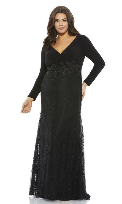 Mac Duggal - 67896 Long Sleeve Lace Evening Dress In Black