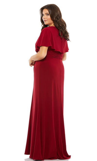 Mac Duggal - 67916 V Neck Bell Sleeve Bridesmaid Dress In Red