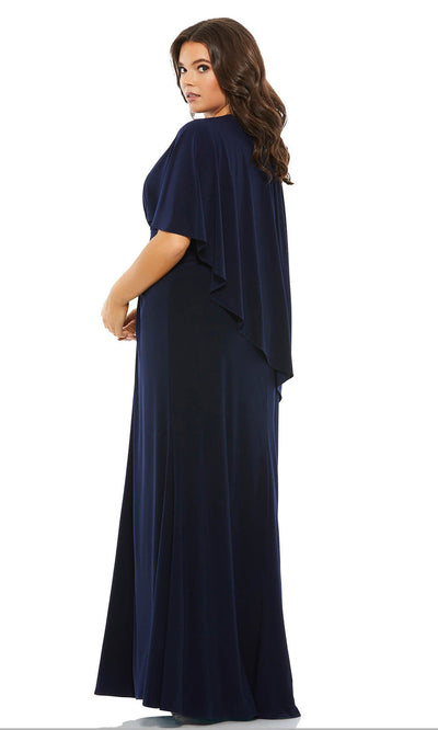 Mac Duggal - 67929 Modest Poncho Long Dress In Black and Blue